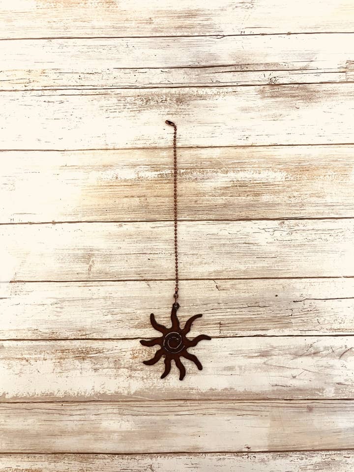 Sun Fan Pull Rustic Metal Southwest Home Decor. for wholesale by Universal Ironworks USA