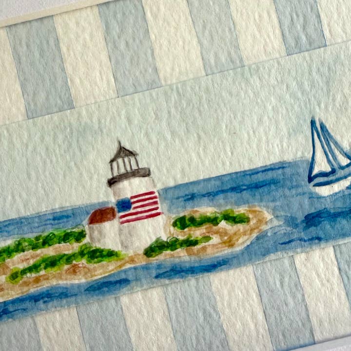 Nantucket Lighthouse Watercolor Painting for wholesale by Courtney Foley