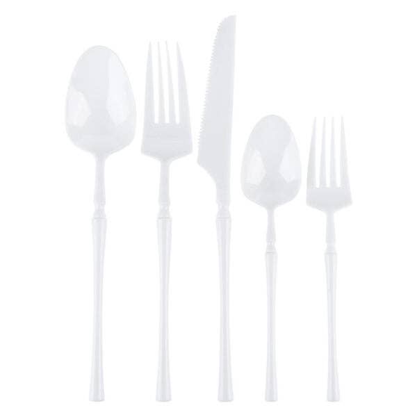 Infinity Collection White Flatware Set 40 Count - Setting for 8 for wholesale by Posh Setting