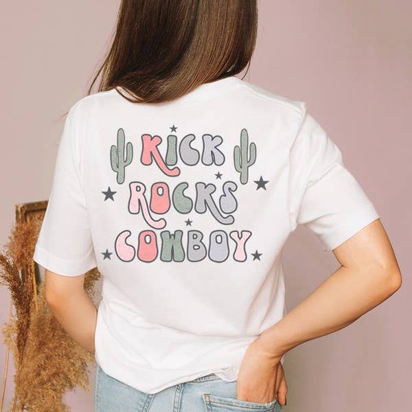 KICK ROCKS COWBOY FRONT AND BACK GRAPHIC TOP for wholesale by Clothing of America