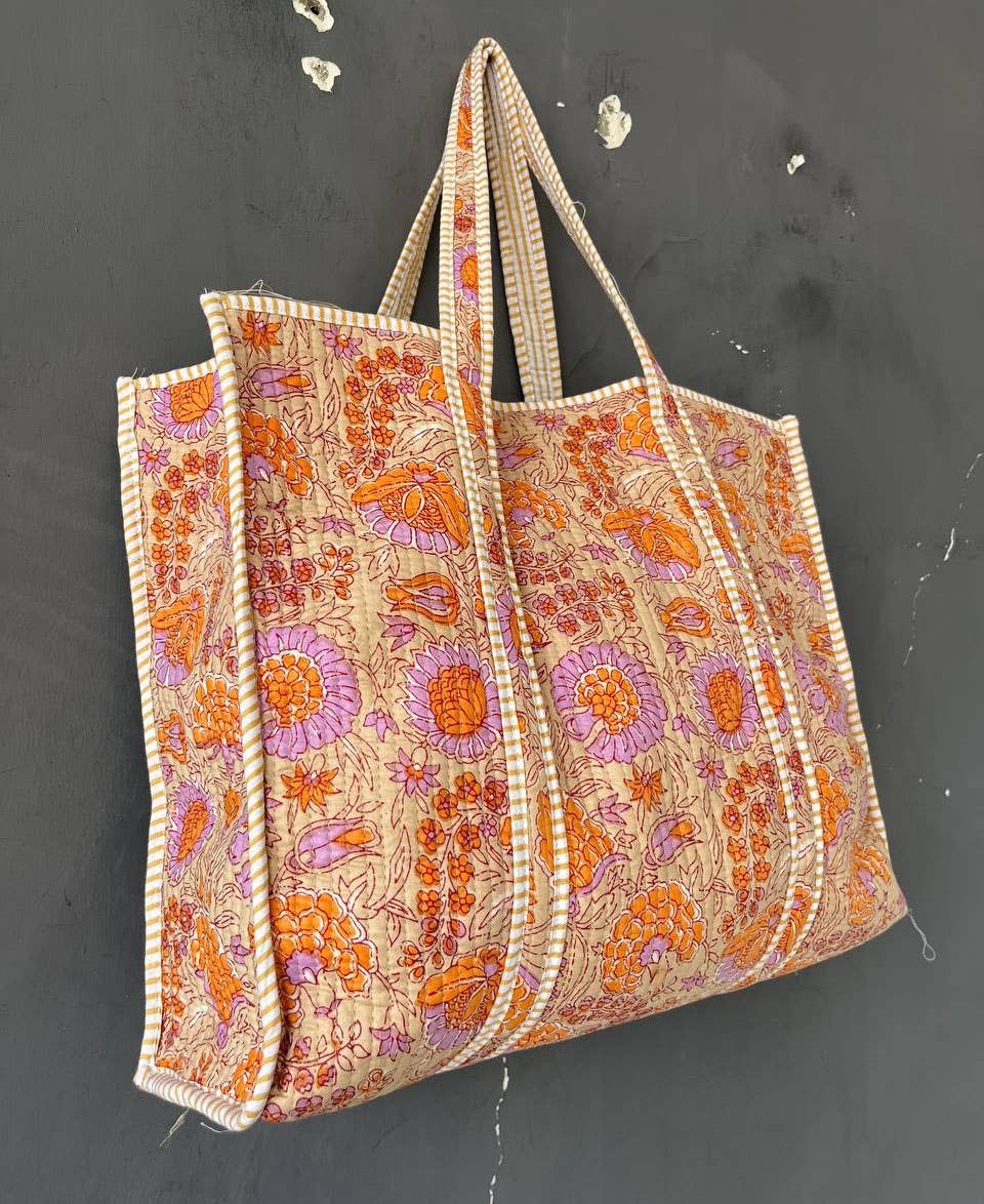 Bhawana Handicrafts - Wholesale Tote bag – Women's - Hand Block Printed Women Travel Bag Cotton Quilted Carry Bag3
