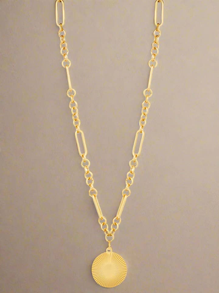 Sophisticated Chain with Textured Pendant Necklace for wholesale by My Girl in LA