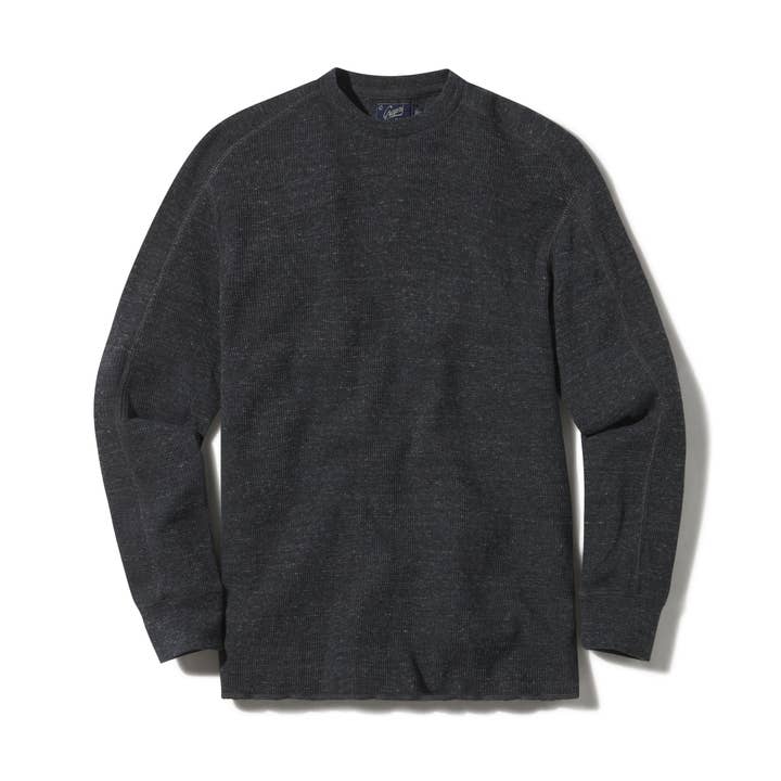 Nouveau pull à col rond Spencer Waffle - Charbon pour la vente par Grayers