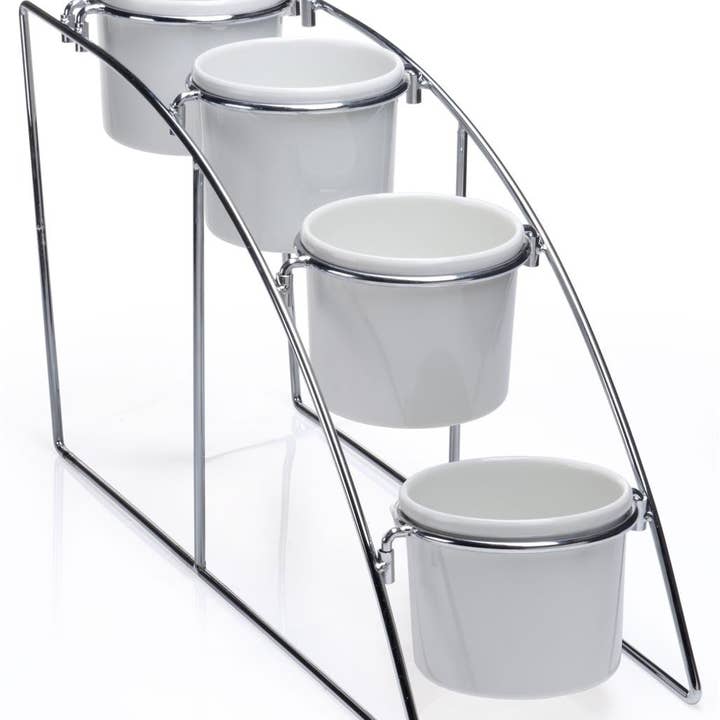 4-stufige Draht-Servierplatte mit 4 runden Melamin-Schalen 19663 für den Großhandel von FIXTUREDISPLAYS