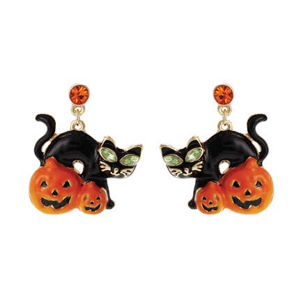 CAT PUMPKIN EARRINGS for wholesale by Western Fashion