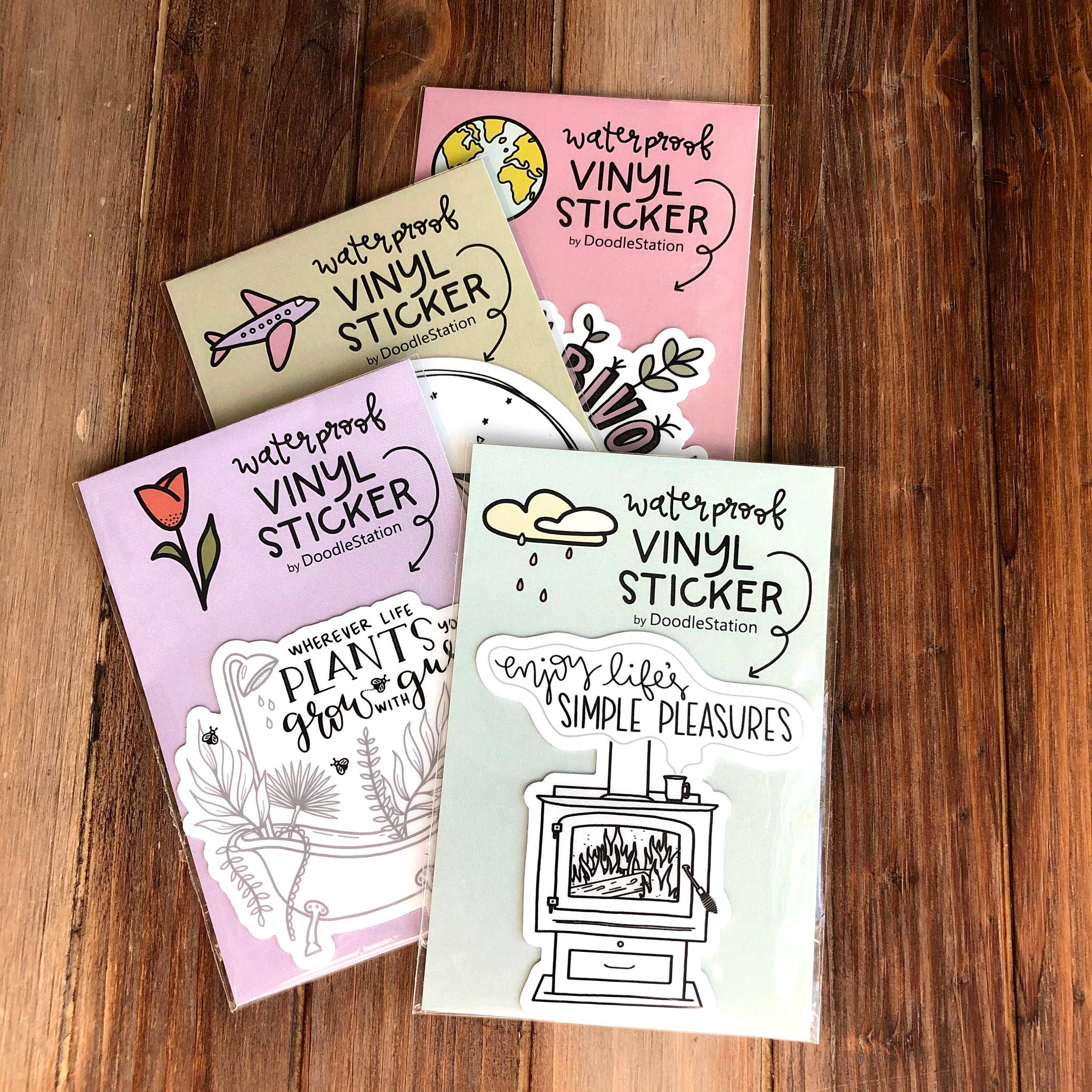 DoodleStation - Wholesale Sticker - Cozy Fireplace Vinyl Sticker "Enjoy Life's Simple Pleasures"6