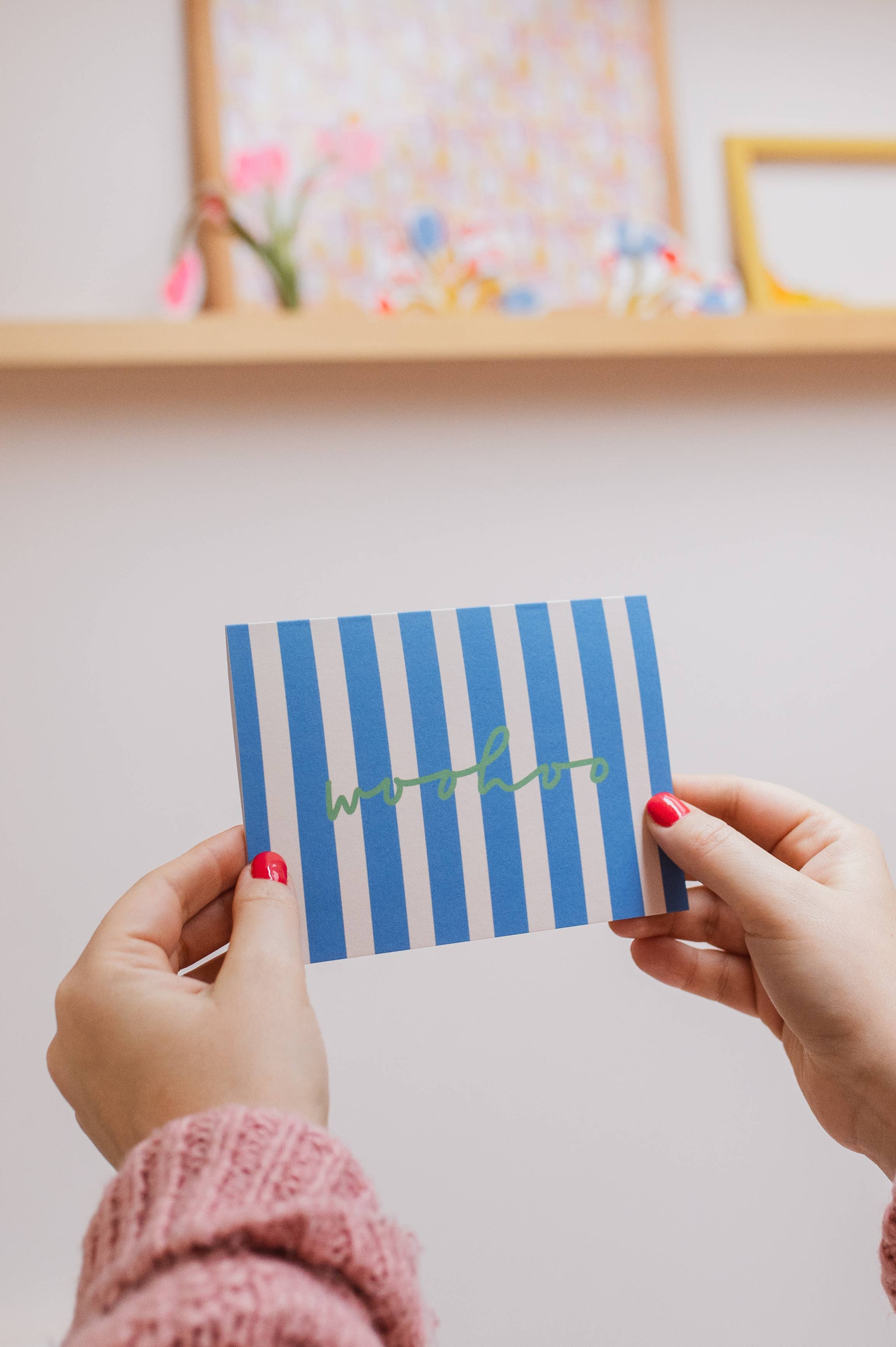 Letterbox Lane - Vente Cartes de félicitations - Carte de félicitations rayée woohoo carte bien joué1