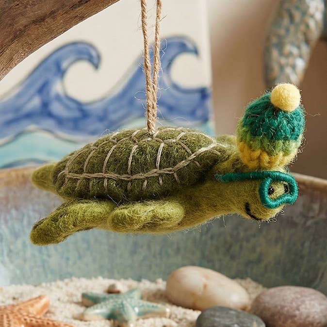 Handmade Felt Simon the Sea Turtle Hanging Decoration for wholesale by Felt So Good