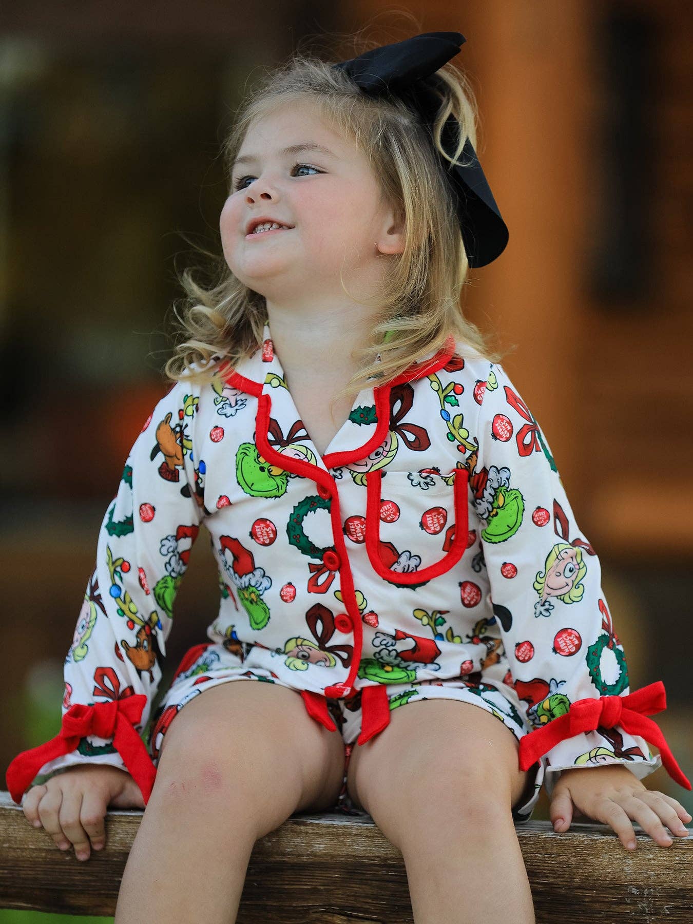 Rylee Faith Designs - Wholesale Sleepwear Set - Kids - Christmas Wreath Character Print Girls Pajama Set2