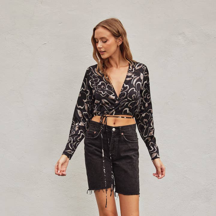 Love Strong Cropped Wrap Top (1) for wholesale by Dress Forum