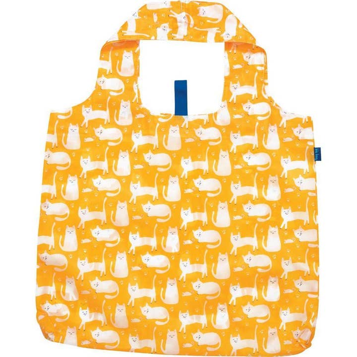 rockflowerpaper - Wholesale Grocery/Shopping Bag - KITTY CATS YELLOW blu Bag Reusable Shopper Tote