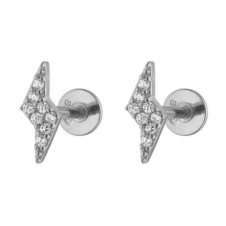 Thunder Flat Back 925 Sterling Silver Earring Stud for wholesale by Jewelry Bar