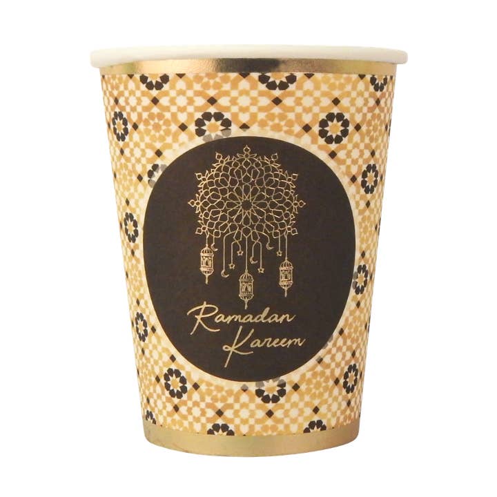 Vasos de fiesta Ramadan Kareem (paquete de 10), negro y dorado para venta al por mayor de Peacock Supplies