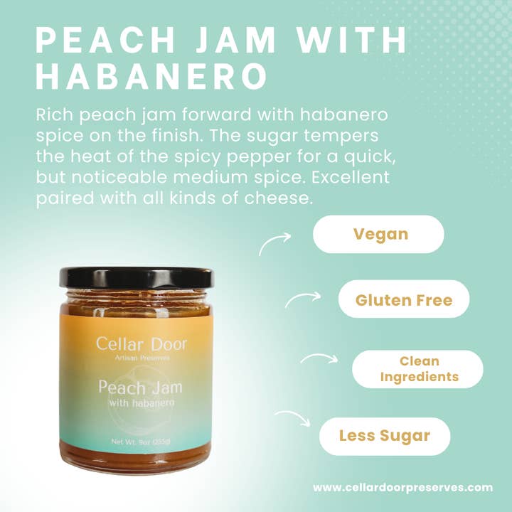 Cellar Door Preserves - Wholesale Jam/Jelly - Peach Jam with Habenero