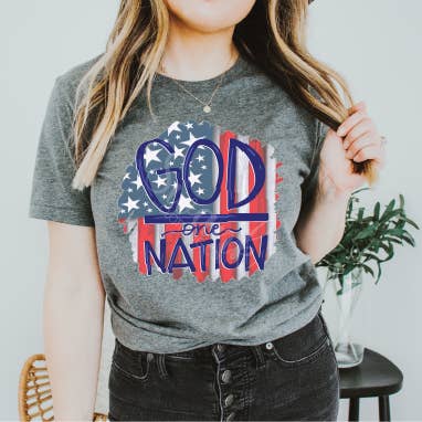 One Nation Patriotic Graphic Tee for wholesale by Swank Clothing Co