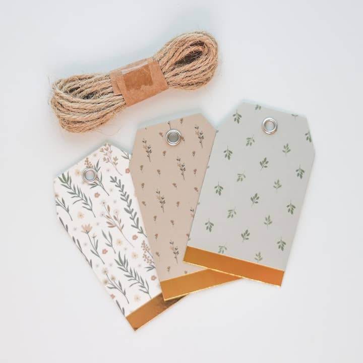 Blush Floral Gift Tags – Set of 12 with Twine for wholesale by Pearls of Parchment