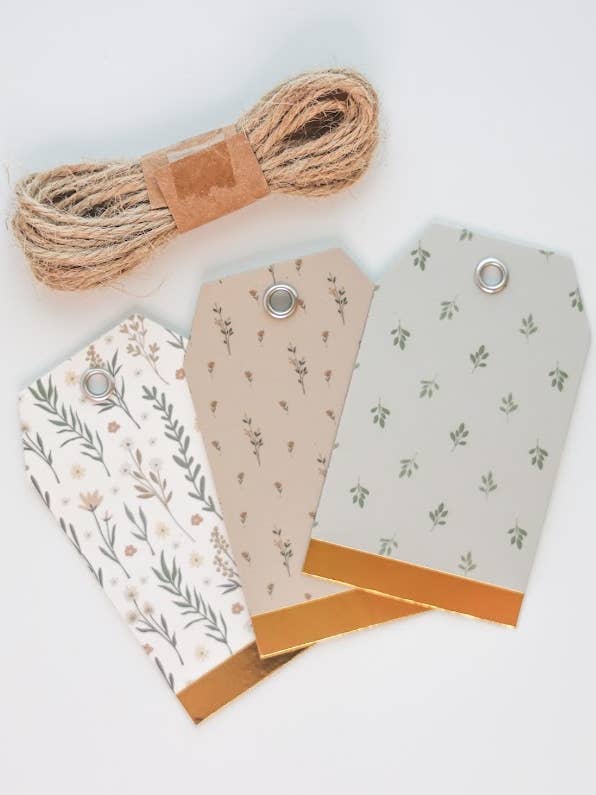 Blush Floral Gift Tags – Set of 12 with Twine for wholesale by Pearls of Parchment