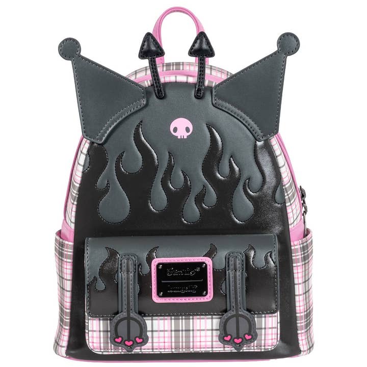 Entertainment Earth - Wholesale Backpack - Kids - Sanrio Kuromi Flames and Plaid Mini-Backpack - EE Exclusive1
