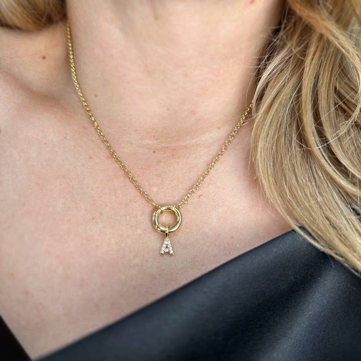 GoldFi - Wholesale Individual charm/pendant - 18k Gold filled Micro CZ Initial Letter Charm1