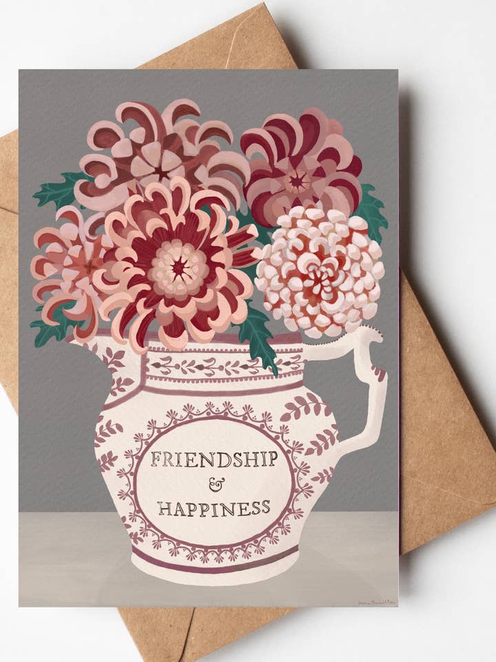 Krysantemum i Lyckokanna Kort för wholesale av Susie Hamilton Art