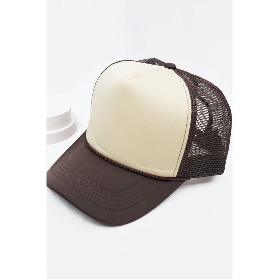 Khaki Brown Two Tone Trucker Hat for wholesale on Faire