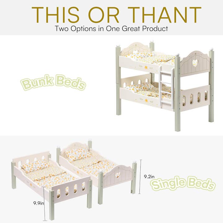 Robud & Mewoofun Official Store - Wholesale Doll Accessory Kit - Kids - Robud Baby Doll Bunk Beds Wooden Doll Cribs Cradle 2