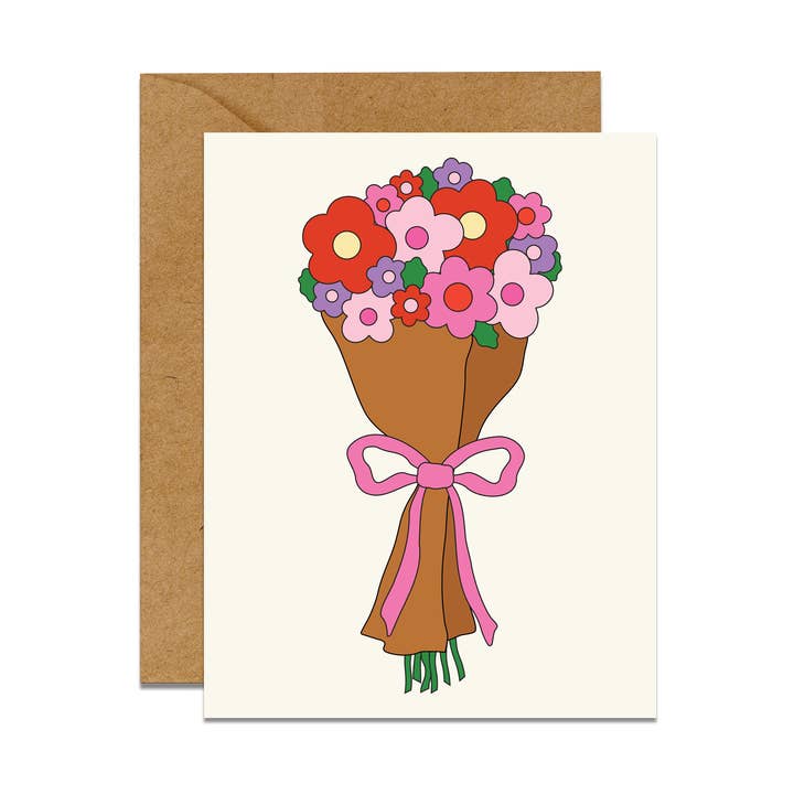 Tarjeta de Ramo de Flores con Lazo | Tarjeta de San Valentín Bonita para venta al por mayor de No Yeah For Sure