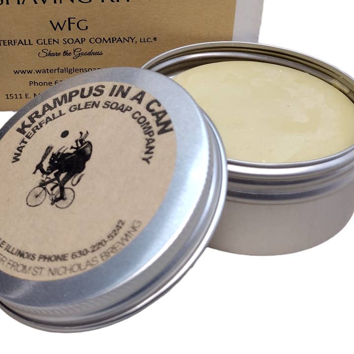 Waterfall Glen Soap Company, LLC - Wholesale Shave Soap - Men's - Krampus in a Can Shave Soap Kit