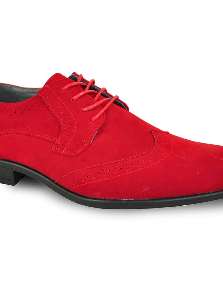 BRAVO Men Dress Shoe KING-3 Wingtip Oxford Shoe Red for wholesale by Tux-USA®