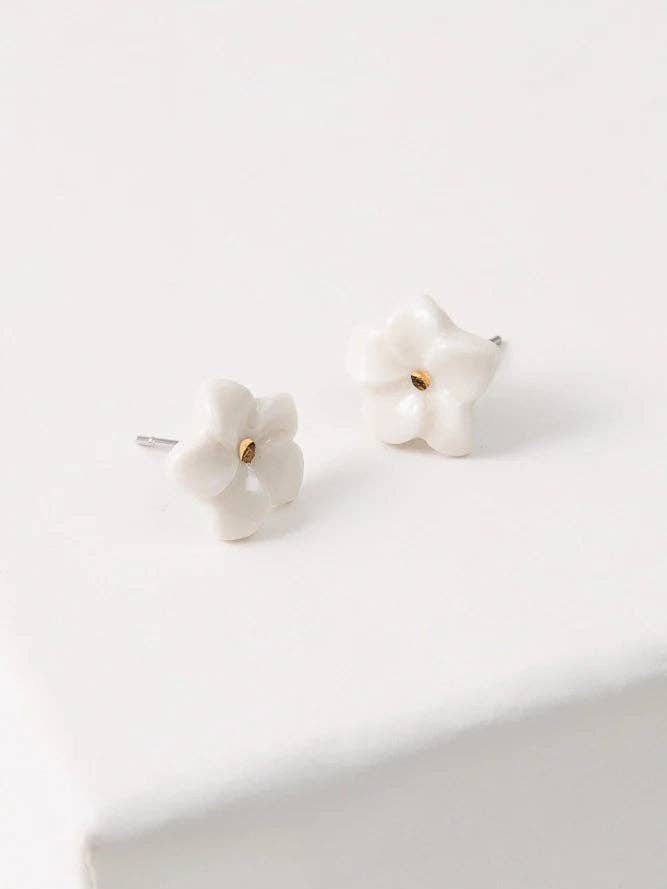 Porcelain Plumeria Studs for wholesale by Noonday Collection