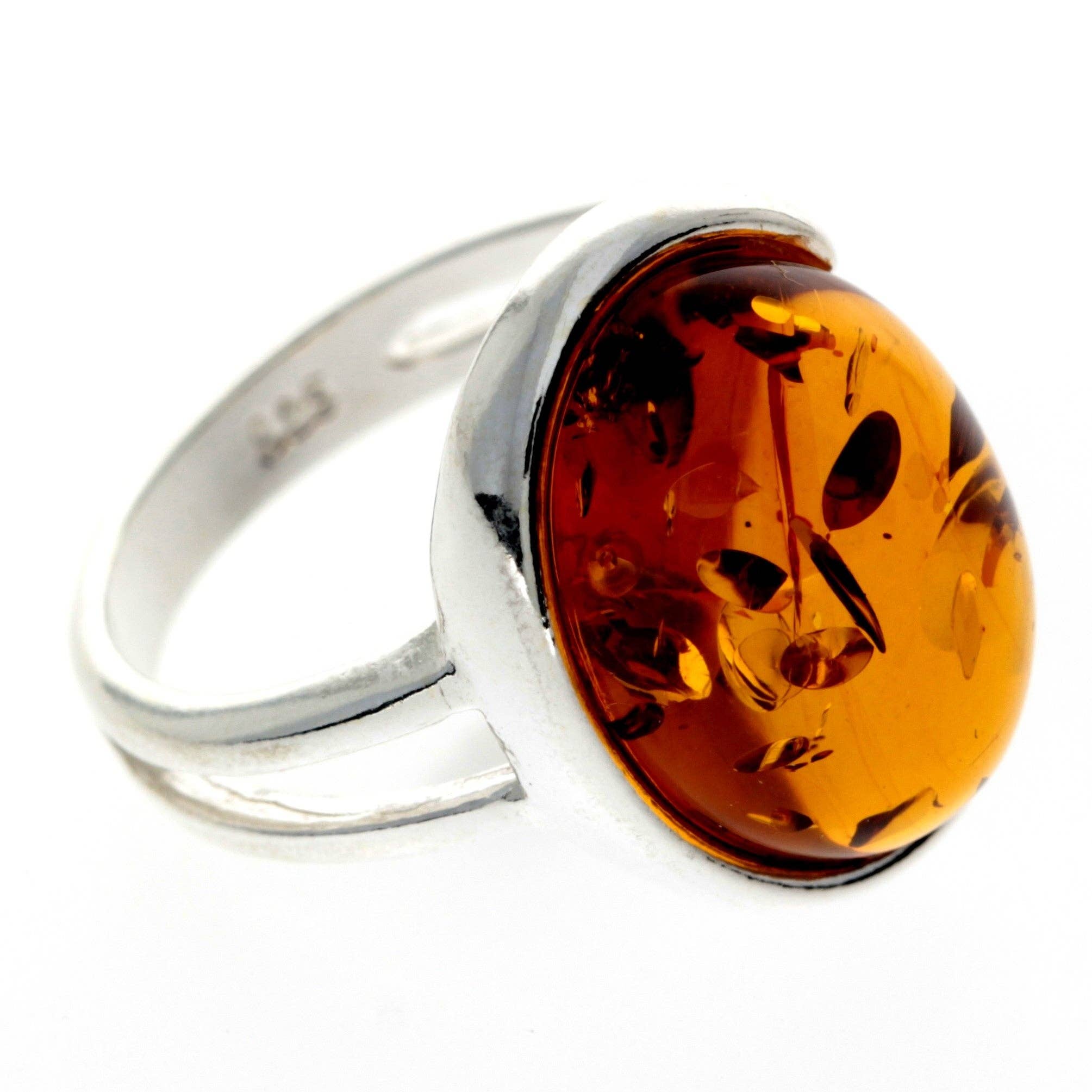 SilverAmber Jewellery - Wholesale Cocktail/gelegenheidsring - Verstelbare ring van 925 sterling zilver met Baltisch barnsteen - GL4644