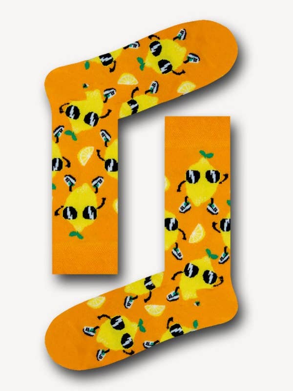 Chaussettes unisexes au motif de citron pour hommes et femmes pour la vente par Socksbros LTD