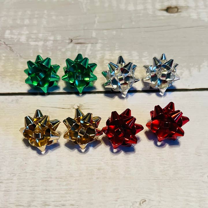 Pendientes navideños con lazo para venta al por mayor de Monroe Meadow Boutique