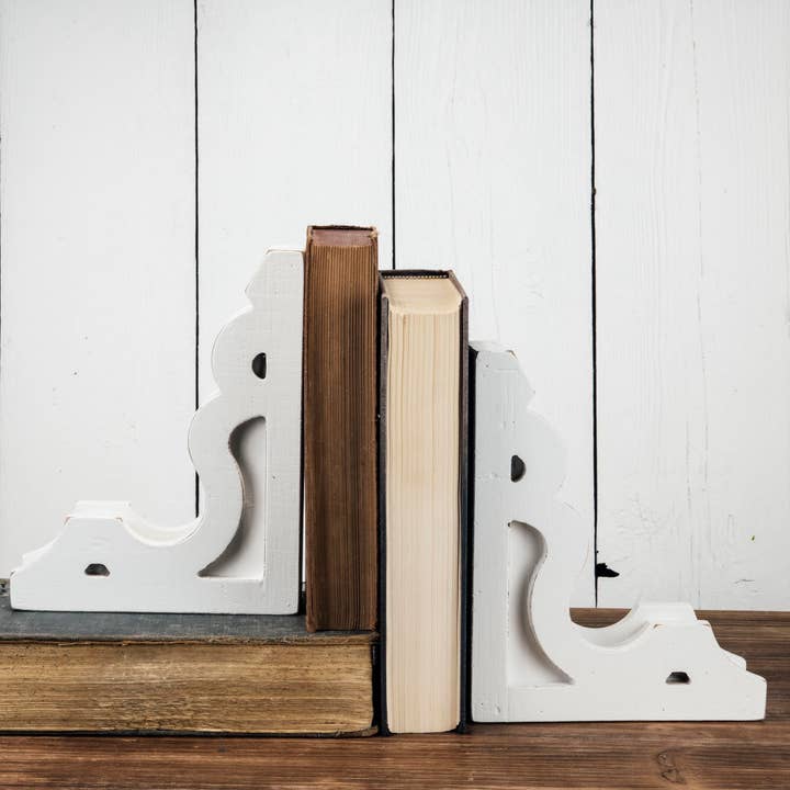 Foreside Home & Garden - Wholesale Bookend - Set 2 White Corbel Vintage Bookends5