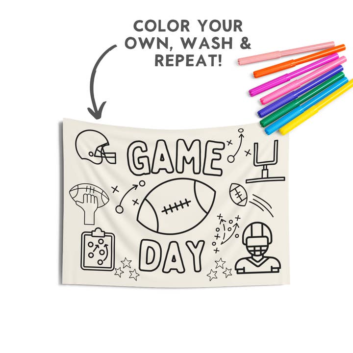 Washable Reusable Game Day Football Banner - Color with Wash for wholesale by The Little Lemons Company