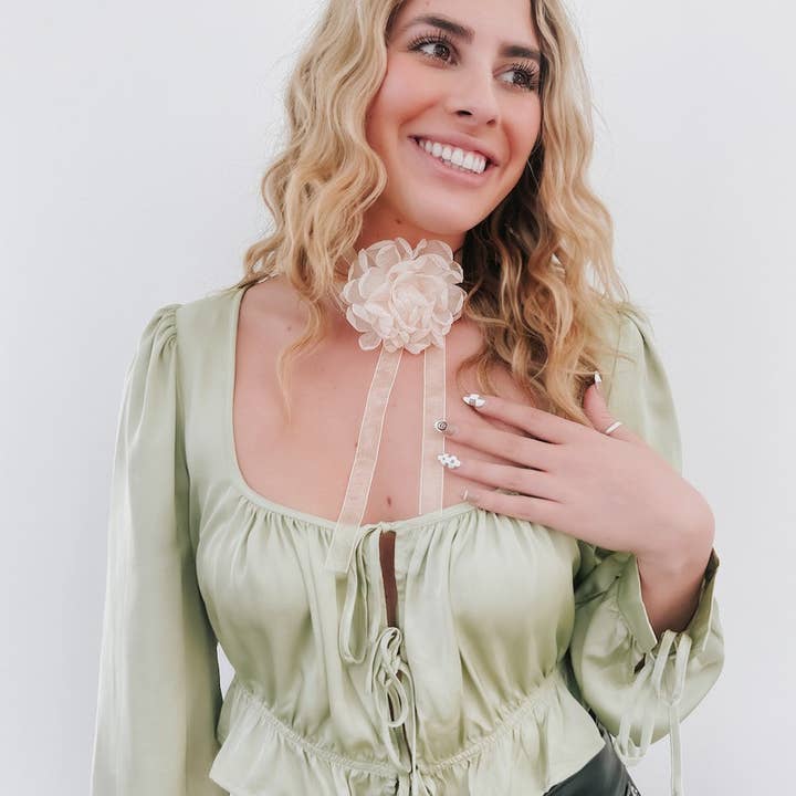Pretty Simple - Wholesale Choker/Collar - Flower Fantasy Tie Choker Necklace