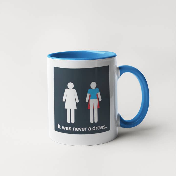 Calm Down Caren - Wholesale Coffee Mug - It Was Never A Dress - Woman Wearing A Cape Feminist Mug