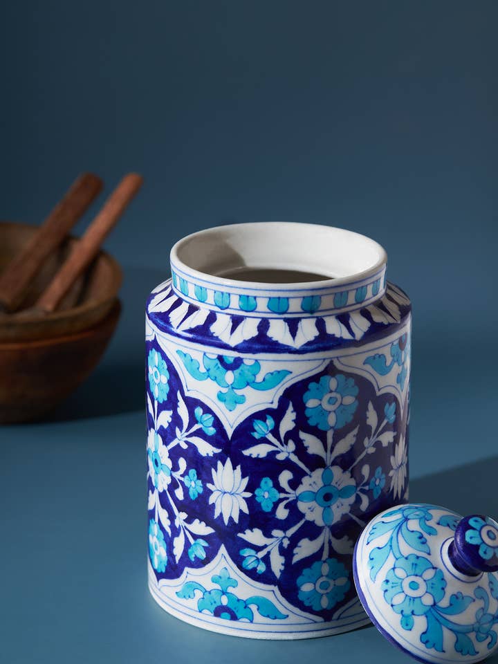 Perveni Hand-Painted Ceramic Kitchen Canister for wholesale by GAURI KOHLI