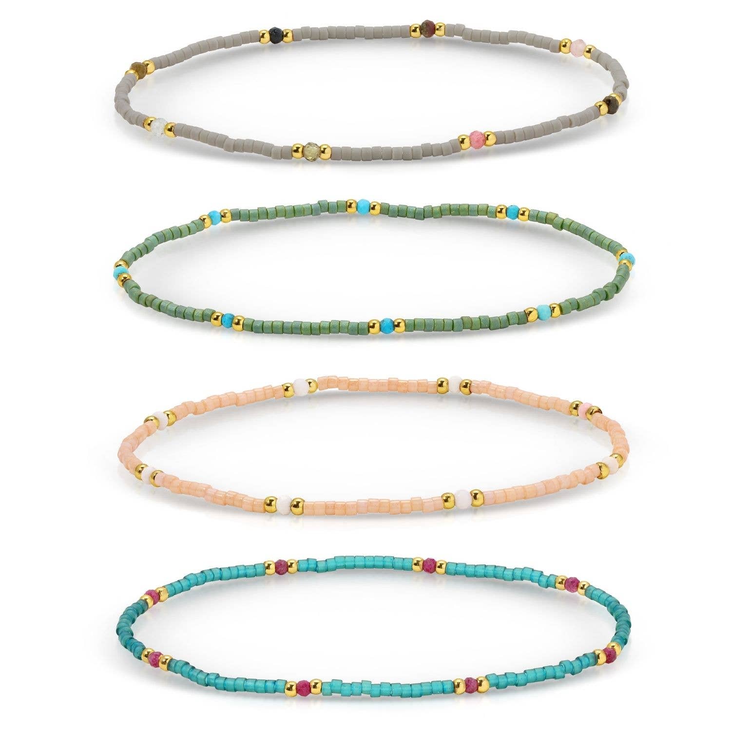 Splendid Iris - Wholesale Beaded Bracelet - Stone Accented Muyuki Delica Bracelet - Assorted2