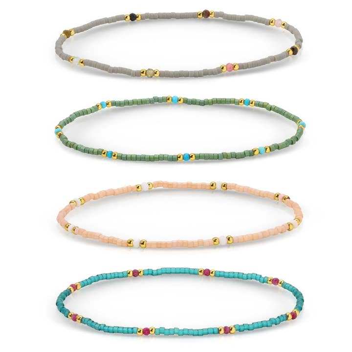 Splendid Iris - Wholesale Beaded Bracelet - Stone Accented Muyuki Delica Bracelet - Assorted2