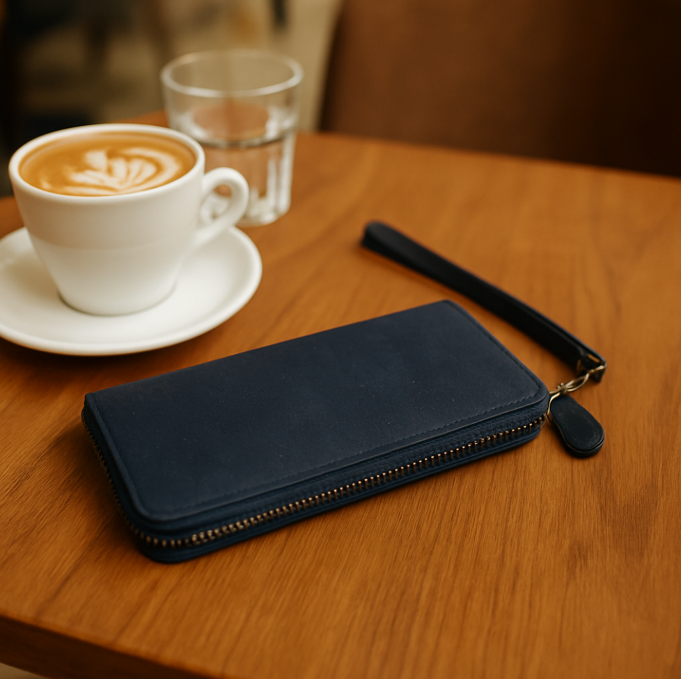 Meninas Bonitas Cork - Wholesale Portemonnee - Dames - Bruine, blauwe en zwarte dames portemonnee van kurk met handriempje2