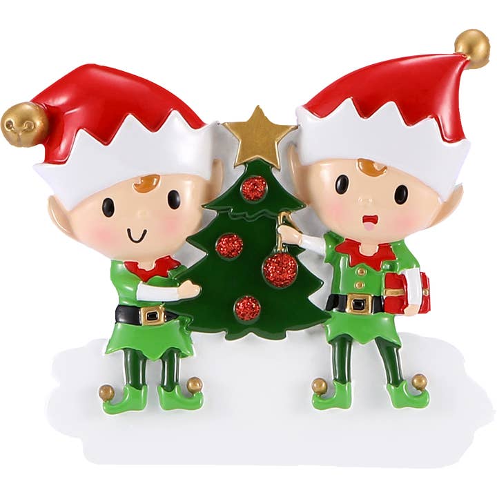 PolarX Ornaments - Vente Objets de décoration - Ornement personnalisé de la série Elves Decorating a Tree Family