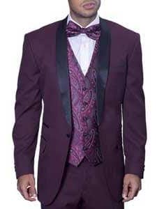 Burgundy and Gold Tuxedo for wholesale by Alberto Nardoni