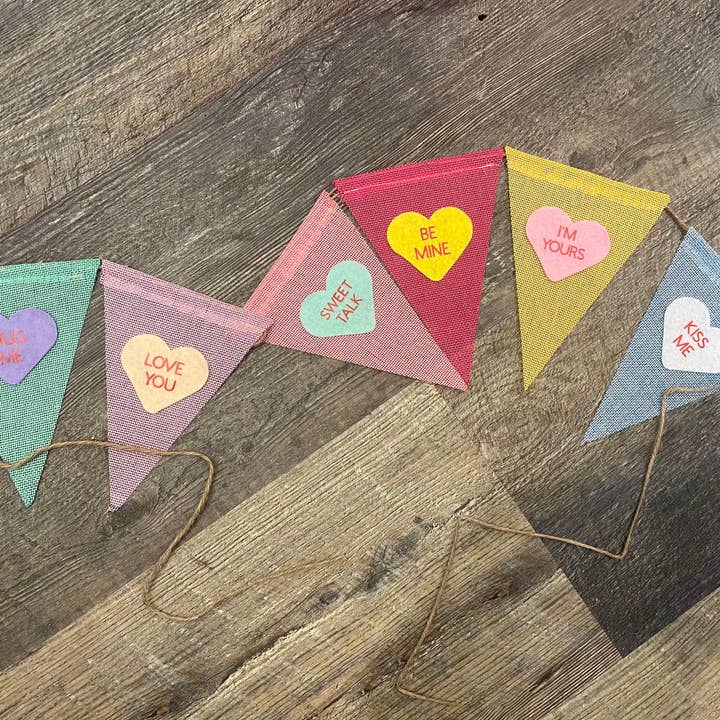 Conversation Heart Bunting Valentines Day decor Hearts love for wholesale by Rosemary's Baby MEK