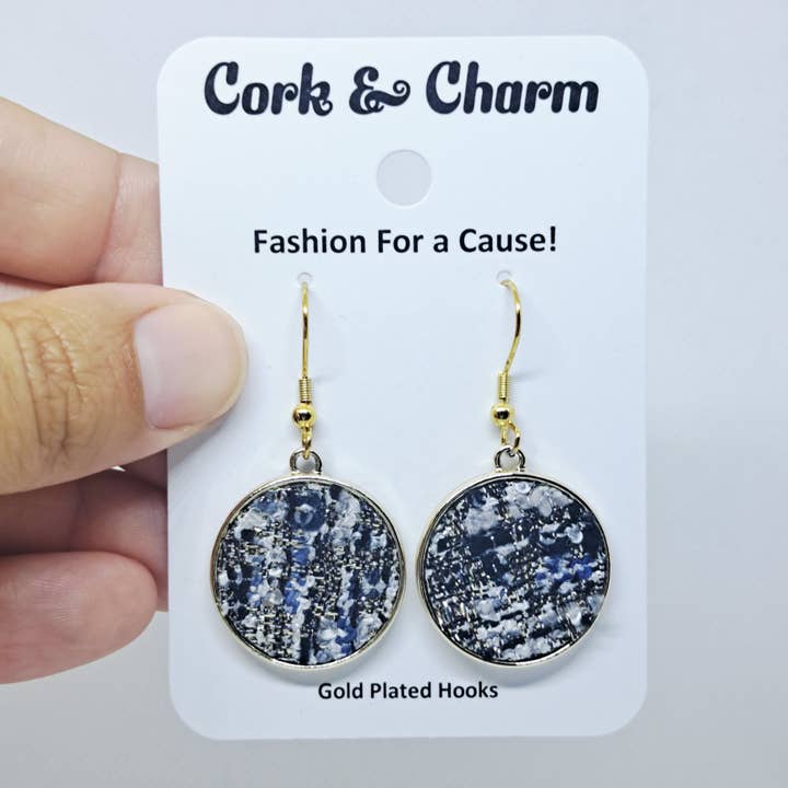 Orecchino Rotondo in Tessuto Intrecciato Placcato Oro per la vendita all'ingrosso da parte di Cork and Charm