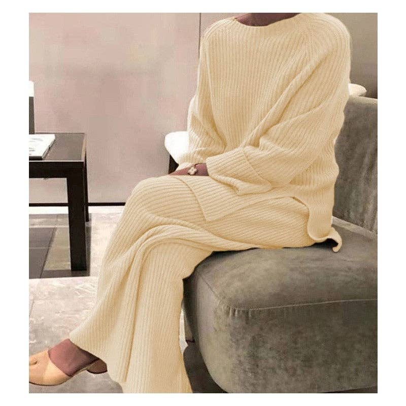 FurDecoration - Vente Ensemble de vêtements d'intérieur – femme - Ensemble deux pièces : pull à manches longues uni et pantalon5