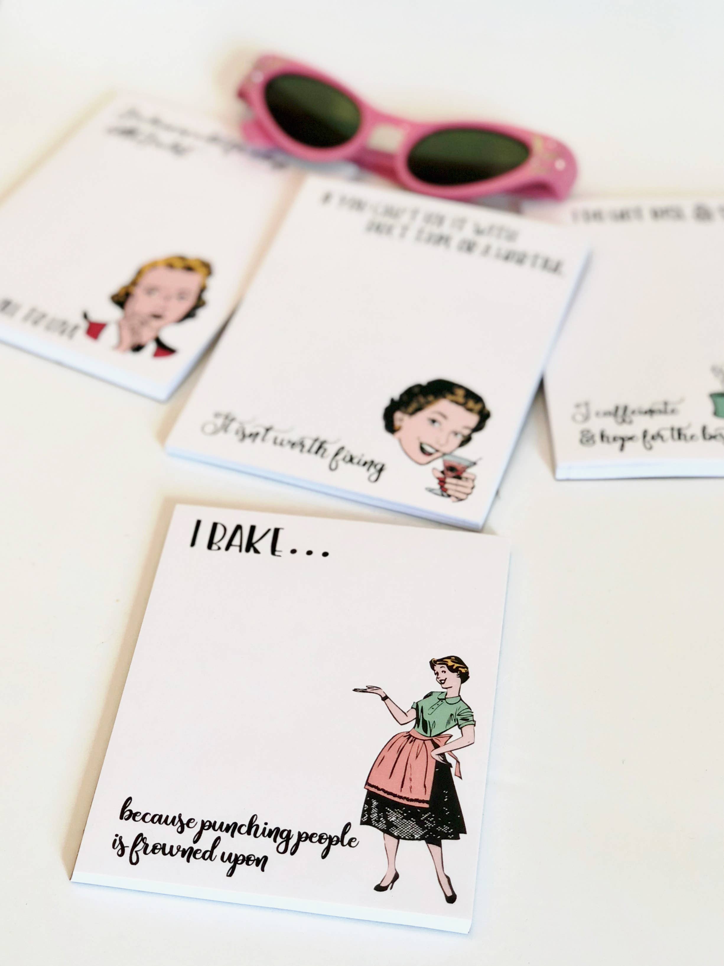 The Mad Padder - Wholesale Notepad - Witty Women Notepad - I Bake Punching People - Sassy Kitchen1