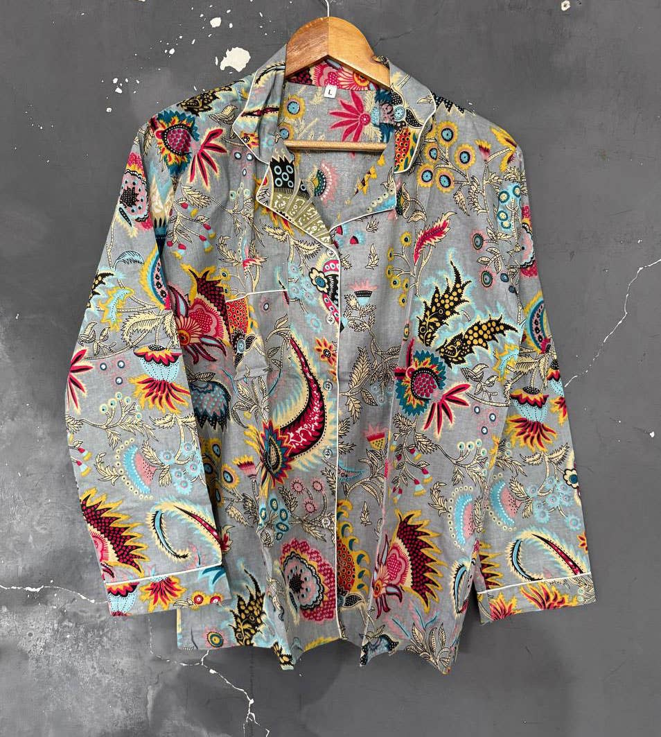 bhavnas boutique - Wholesale Sleepwear Set - Women's - Paisley Printed Cotton Dress Summer Dress Night Suit PJ Sets