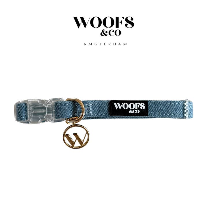 Halsband met Bedel - Denim voor wholesale door Woofs & Co