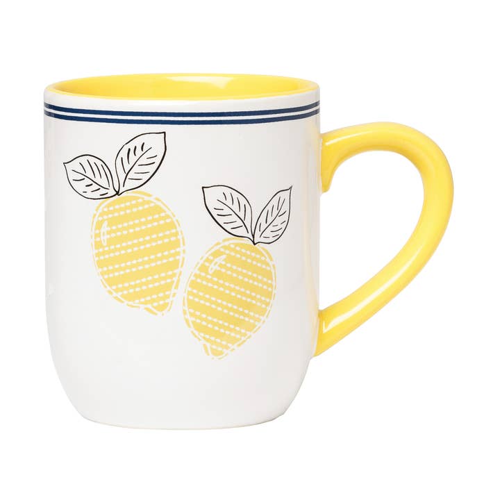 SALE Lemon Stripe Coffee Mug for wholesale by C&F Home